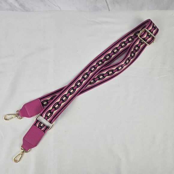 Pink Adjustable Bag Strap Rose Colored Hardware Pebbled Leather Tabs - Picture 1 of 5